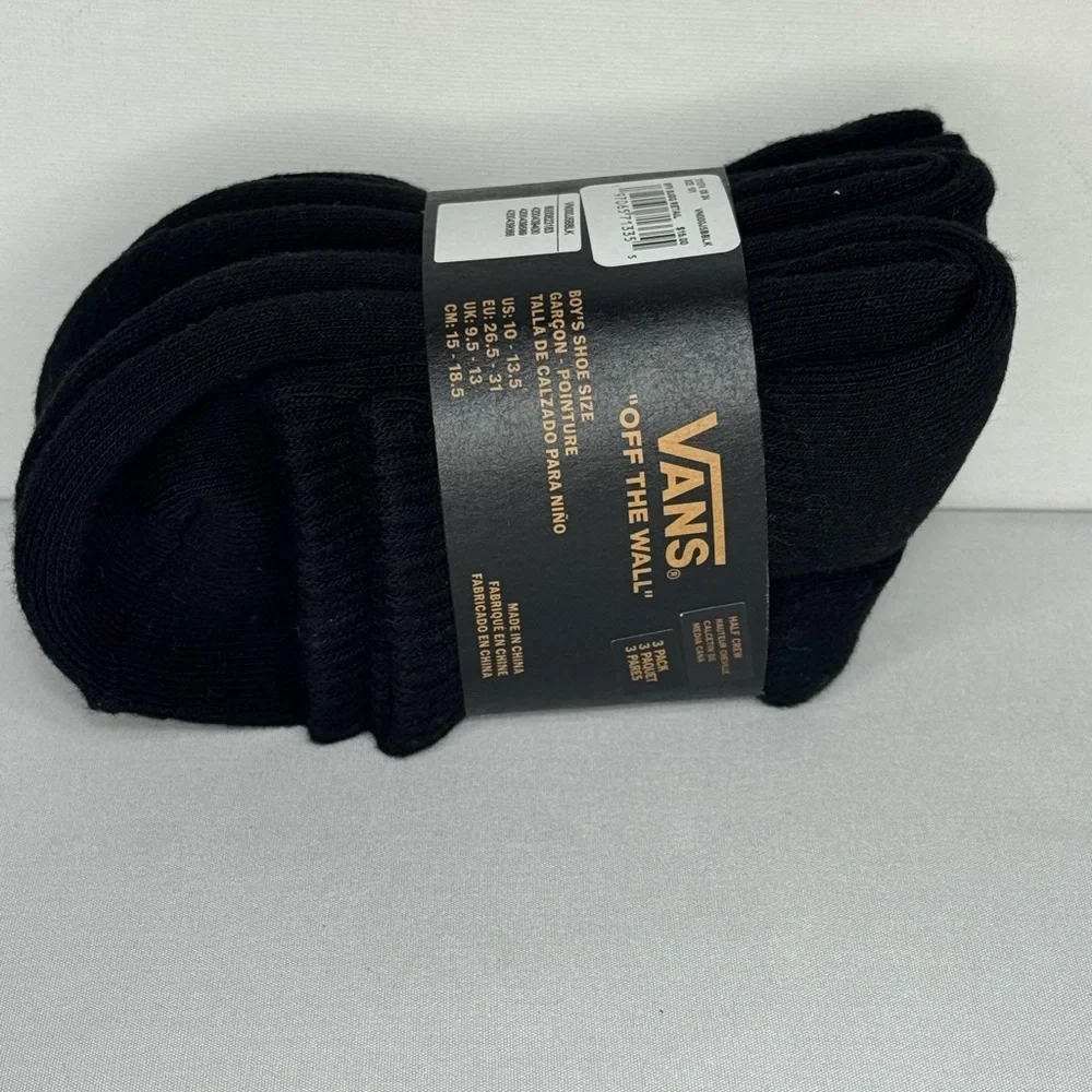 Vans Black Half Crew socks for boy’s